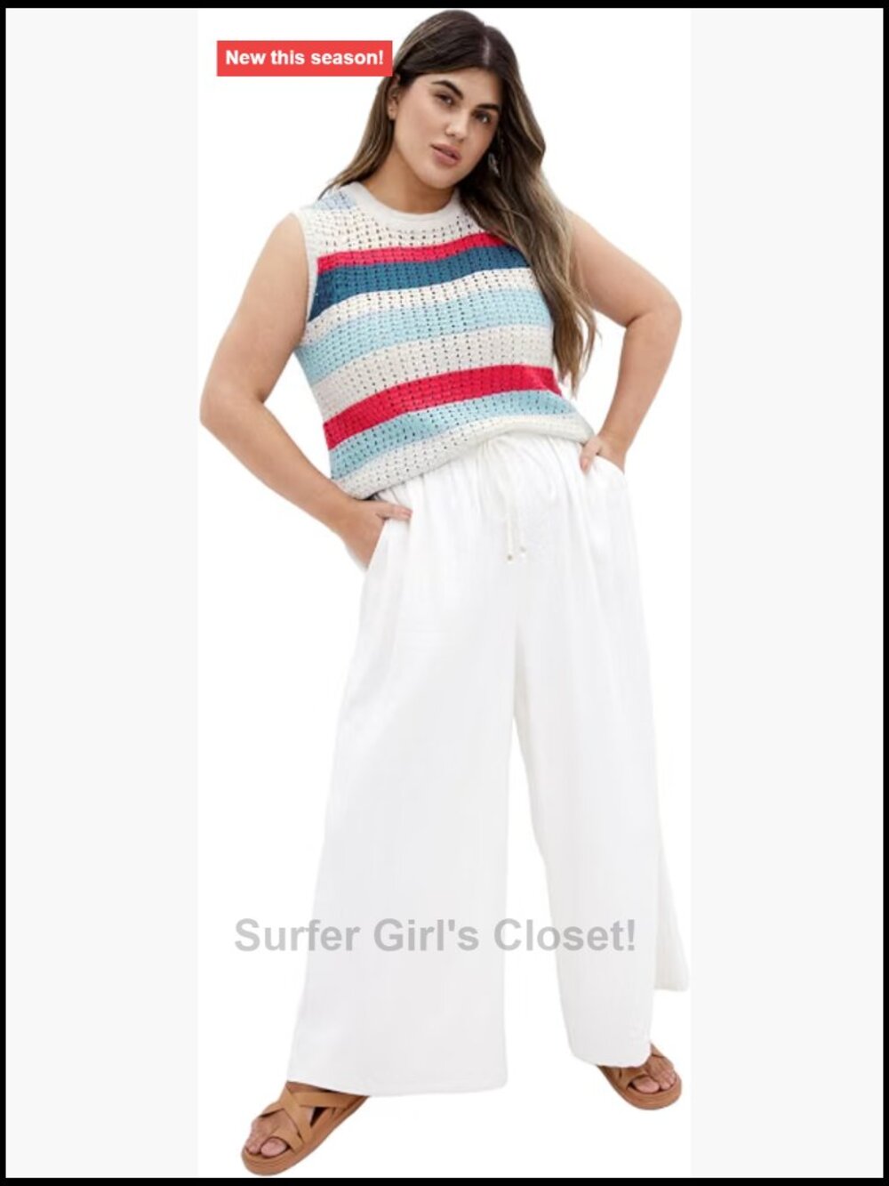 Plus Size Sleeveless Striped Knit Tank Top Womens Pull On
